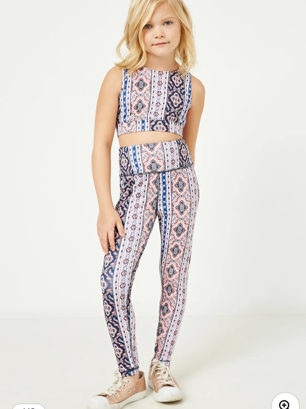 Hayden Girls Pink and Navy Printed Leggings
